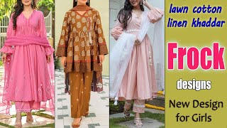 New Girls Frock Designs 2024 Lawn Cotton Linen Khaddar Frock Designs 2024 Latest Frock Design [upl. by Nanice]