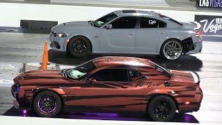 Hellcat Redeye vs Charger Scat Pack Widebody  muscle cars drag racing [upl. by Jezabella]