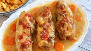 MUSLOS DE POLLO RELLENOS en salsa Receta fácil y espectacular [upl. by Tad]