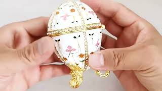 1Pc Faberge Egg Style Enamelled Jewelry Trinket box Hinged Unique Gift for Home Decor [upl. by Caneghem246]