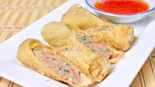 Thai Food  Fried Tofu in Peanut Sauce Fong Tao Hu Tod [upl. by Aramoy]