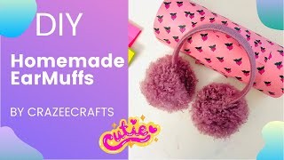 DIY Homemade Cute EarMuffs  DIY EarMuffs  How to  CrazeeCrafts [upl. by Nnylekoorb429]