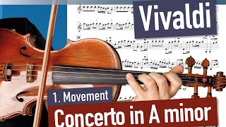 Vivaldi Concerto in A minor 1 Movement Op 3 No 6 CLOSE UP  Violin Sheet Music  Piano Accomp [upl. by Orrocos]