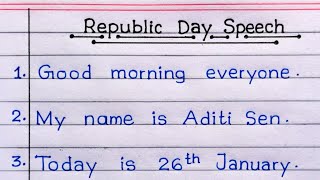 Speech On Republic Day In English  10 Lines Speech On Republic Day In English [upl. by Yatnohs932]