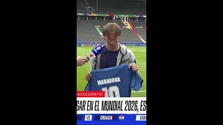 🔟🇦🇷😍 ¡FRAN CÁNEPA LE REGALÓ LA CAMISETA DE MARADONA A MODRIC  ESPNF12  Shorts [upl. by Ialda]