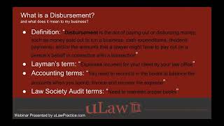 uLaw Webinar  CPD  20th Sept 2024  Disbursements DeMystified [upl. by Jackqueline807]