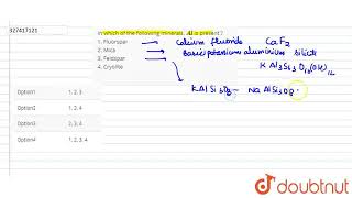 In which of the following minerals Al is present  1 Fluorspar 2 Mica 3 Feldspar 4 Cryolite [upl. by Roxanne]