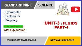 TN SAMACHEER STD9 SCIENCE UNIT3 FLUIDS HYDROMETERLACTOMETER amp BUOYANCY [upl. by Nocam237]