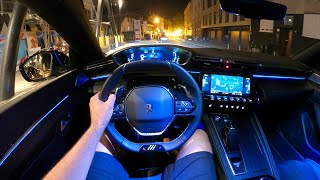 New PEUGEOT 508 PSE 2022  night POV test drive amp FULL REVIEW 360 HP hybrid [upl. by Lewan418]