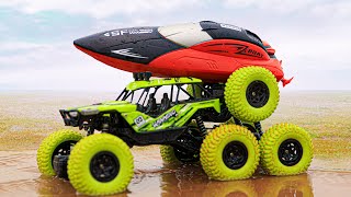 RC Boat VS 8wheel RC Rock Crawler Remote Control Car High Speed Racing [upl. by Etnom]