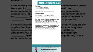 Request Letter for Recommendation Letter  Sample Letter Requesting for a Recommendation Letter [upl. by Fruma311]