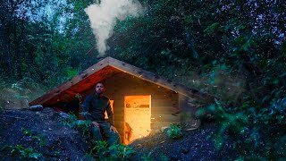 7 Days Shelter building Dugout start to finish cozy even in the mountains [upl. by Annirok886]