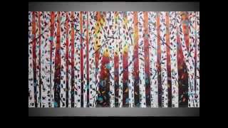 Birch Tree Paintings Abstract Part 3 Acrylbilder Birken Bäume Kunst Wald [upl. by Eylrahc]