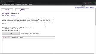 CodingBat Array 2 evenOdd [upl. by Aldas656]