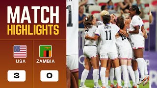 USA vs Zambia 30  Women Olympic 2024 Highlights [upl. by Ahsuas]