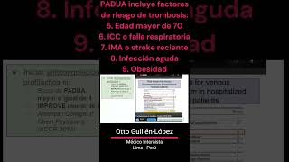 Tromboprofilaxis 4 Score de PADUA y de IMPROVE trombosis thrombosis medicina medicine [upl. by Anirec786]