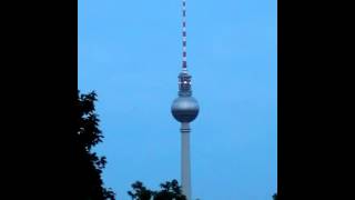 Berlin TV tower switches warning lights from white ro red Magic moment [upl. by Marco]