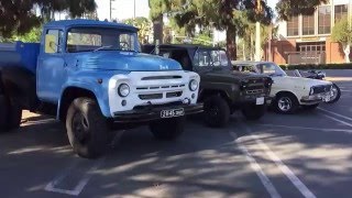 Zil 130 Uaz 469 Volga Ural in USA Russian car meet Волга Зил Урал Уаз [upl. by Roland]