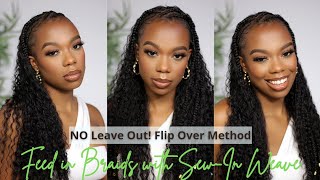 How To Half Braid Half SewIn Quick Weave No Leave Out  Flip Over Method Thin HairEdges [upl. by Tremml]