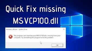 Fix missing MSVCP100dll problem [upl. by Namron]