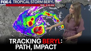 Tropical Storm Beryl Updated timing track North Texas impact [upl. by Tommie]