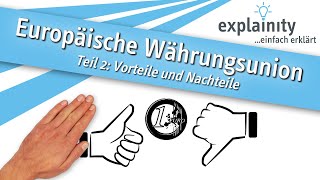 Europäische Währungsunion einfach erklärt – Teil 2 Vor und Nachteile explainity® Erklärvideo [upl. by Dorkas592]