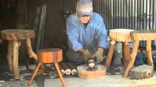 How to Make a Three Legged Log Stool by Mitchell Dillman [upl. by Tiffanie]