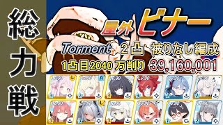 【総力戦】字幕解説 屋外 ビナー Torment 2凸 39160001 1凸目2040万削り 被りなし【ブルアカ】 [upl. by Holsworth792]