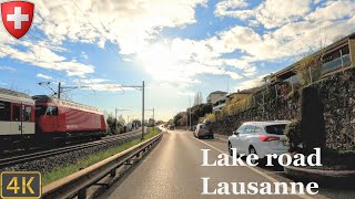 Driving Switzerland 🇨🇭  Lake road to Lausanne 4K Scenic Drive [upl. by Tobe646]