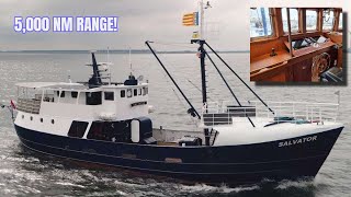 €495K LongRange Custom Steel Converted Trawler Yacht FOR SALE [upl. by Yro865]