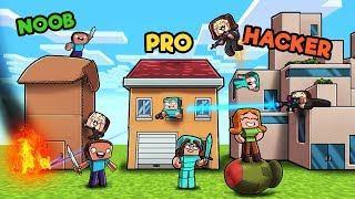 Minecraft  FAMILY HOUSE WARS NOOB vs pRO vs HACKER [upl. by Talie]