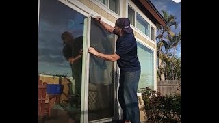 Rescreening a sliding door 50 How to fix screen door mesh [upl. by Donaugh]