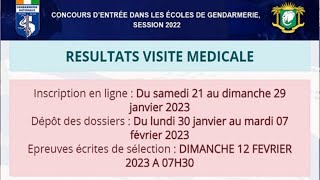 Concours De Gendarmerie 2022  Consulter Résultat Visite Médicale Et Payer Les Frais DInscription [upl. by Janina]