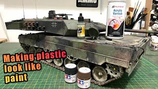 RC TANK HENG LONG LEOPARD 2A6 PANZER 70 HOW TO MAKE PLASTIC LOOK LIKE PAINT 🙂 BEGINNERS GUIDE [upl. by Enelhtak]