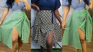 How to make a HALF CIRCLE FLARERUCHED SKIRT with SLIT  No Side Seam [upl. by Hachmin]