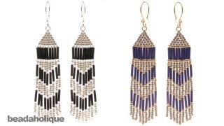 How to Make Brick Stitch and Fringe Beaded Earrings [upl. by Ikkaj402]