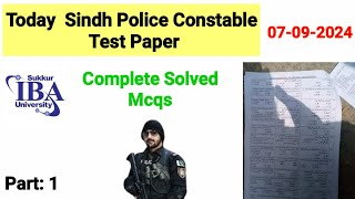 Today Sindh Police Constable Test Paper  Sindh Police Today Written Test Paper  Today Test Paper [upl. by Draned]