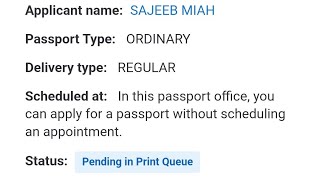 e passport status Pending in Print Queue [upl. by Asiral]