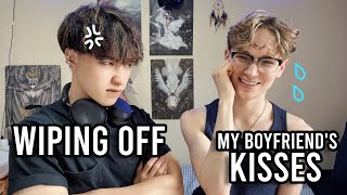 Wiping off my Boyfriends Kisses Prank 💋💔 Cute Gay Couple amp Funny Reaction [upl. by Yole234]