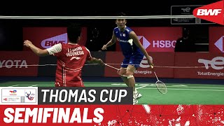 BWF Thomas Cup Finals 2022  Indonesia vs Japan  Semifinals [upl. by Eedrahc]