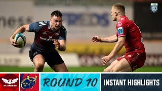 Scarlets v Munster  Instant Highlights  Round 10  URC 202324 [upl. by Nomyad695]