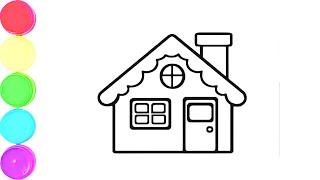 Easy House Drawing  How to Draw Cute house for beginners for step by step  House Drawing Colour [upl. by Yuille]