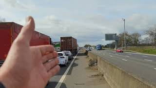 Double Lorry Crash Stops M62 Motorway View From Inside Jam [upl. by Ednalrym]