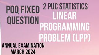 LPPlinear programming problemimportant fixed questioneasy tips and tricks [upl. by Frye]