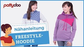 Freestyle Hoodie  Kapuzenpullover mit TeilungPatchwork aus Sweat nähen [upl. by Frances]