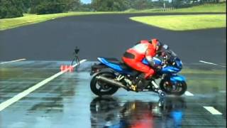 Prueba frenado con y sin ABS  Wet skid test on motorcycles with amp without ABS [upl. by Etac642]