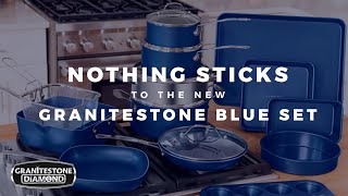 Nothing Sticks To The New Granitestone Blue Cookware Set [upl. by Aihsila503]