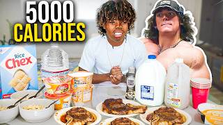 Bunchie Young Tries Sam Suleks 5000 Calorie Food Challenge 😱 [upl. by Jephum464]