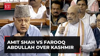 Amit Shah vs Farooq Abdullah in Lok Sabha over talk to Pakistan and Article 370 in Kashmir [upl. by Ytteb572]