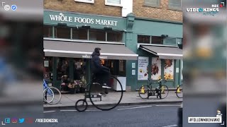 Pennyfarthing hipster crashes into DPDvan [upl. by Alrich]